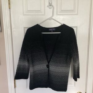 Jones New York Black Textured Knit Cardigan Sweater